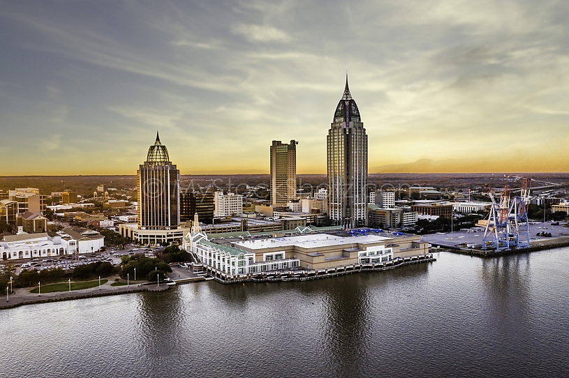 Mobile Alabama Skyline at Sunset