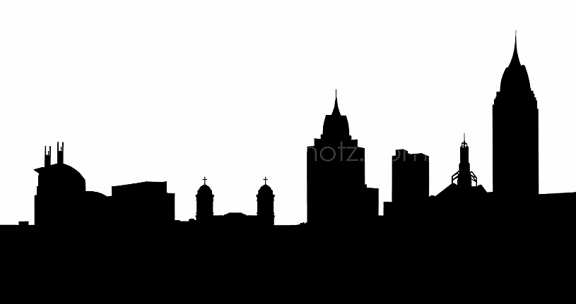 Mobile Skyline - Line Art Silhouette