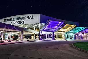 Mobile Regional Airport at night