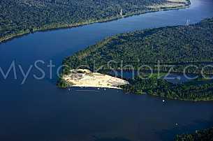 Mobile, river, aerial, sunset