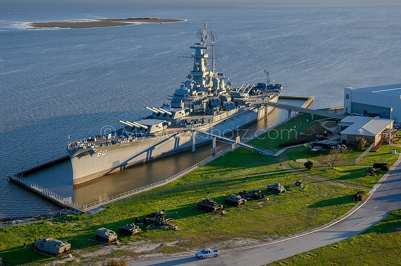 Battleship Alabama Aerial Shoot