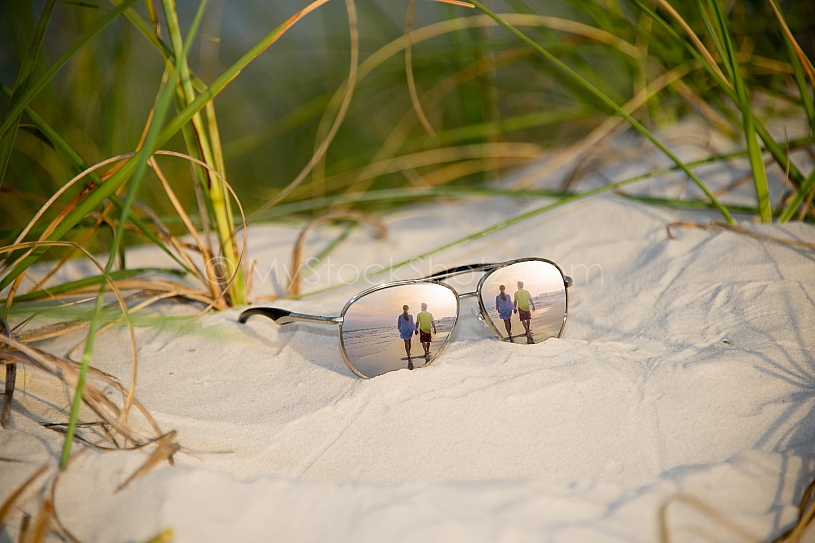 Sunglass reflection at the beach