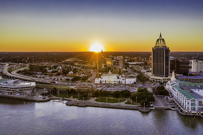 Mobile Alabama Skyline at Sunset