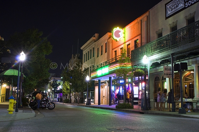 Dauphin Street - Downtown Mobile at night