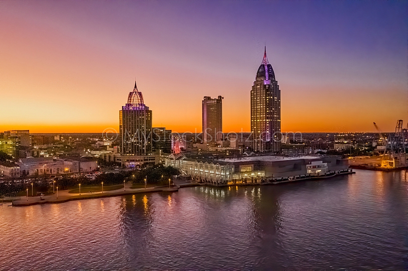 Mobile Alabama Skyline at Sunset