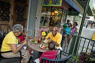 Downtown Activity - Familiy Dining Outside on Dauphin Street