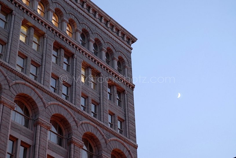 office building and moon