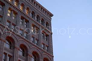 office building and moon