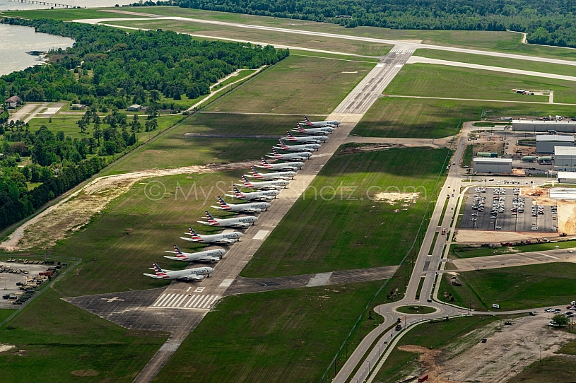 Airbus Final Assembly Line and American Airlines Boeing 777's in temporary storage