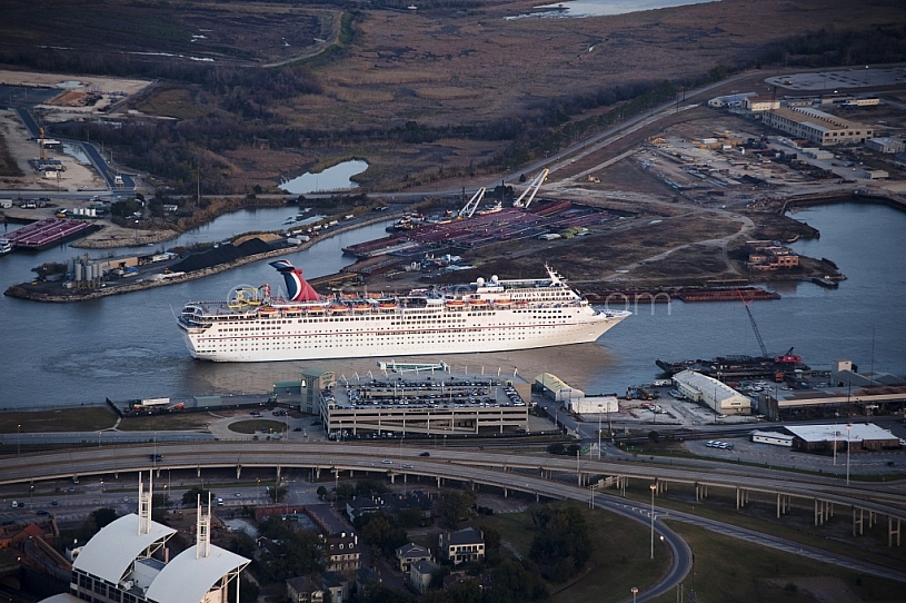 Cruise Ship Aerial at dusk