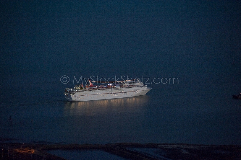 Cruise Ship Aerial at dusk