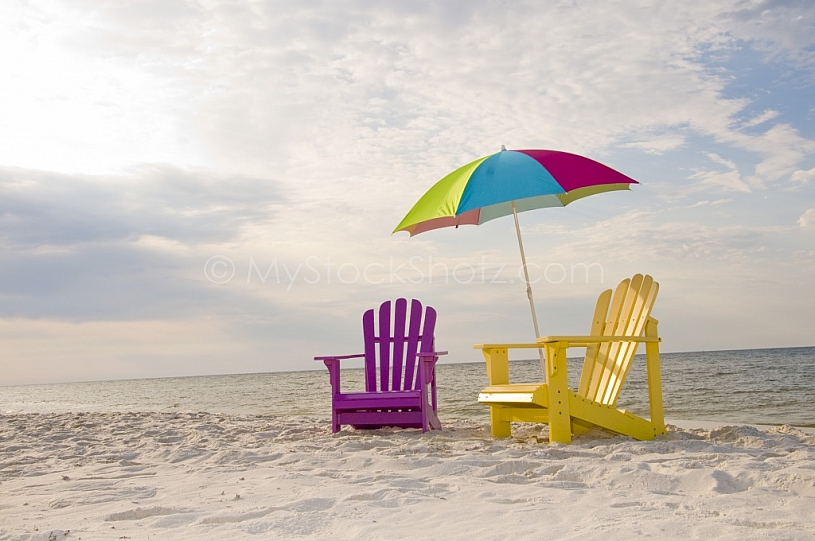 Chairs on the beach at Gulf Shores, Alabama