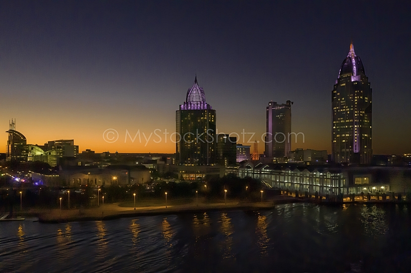 Mobile Alabama Skyline at Sunset