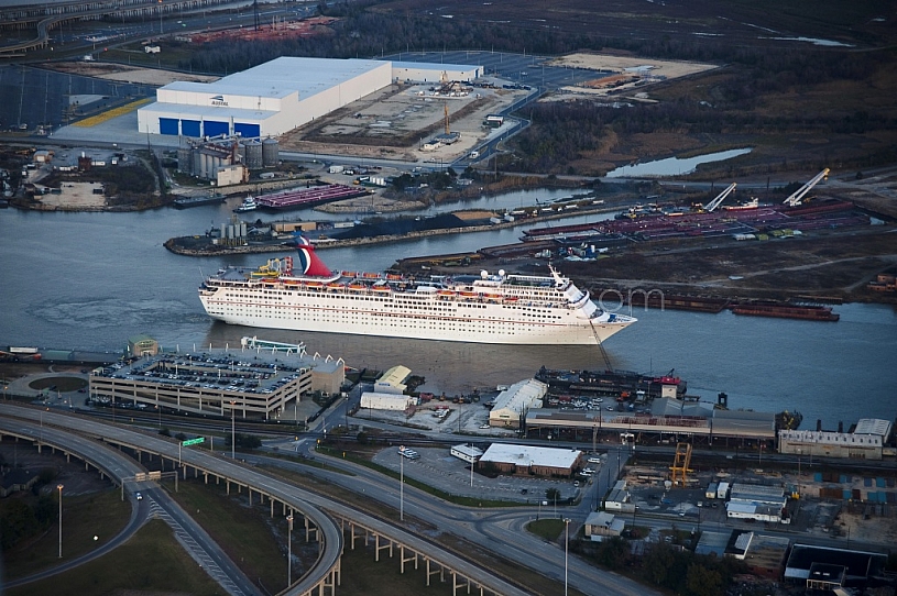 Cruise Ship Aerial at dusk