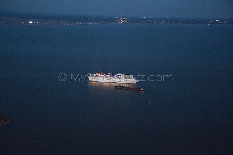 Cruise Ship Aerial at dusk