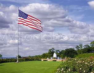Flag flying in the Rose Garden at the Fairhope Pier
