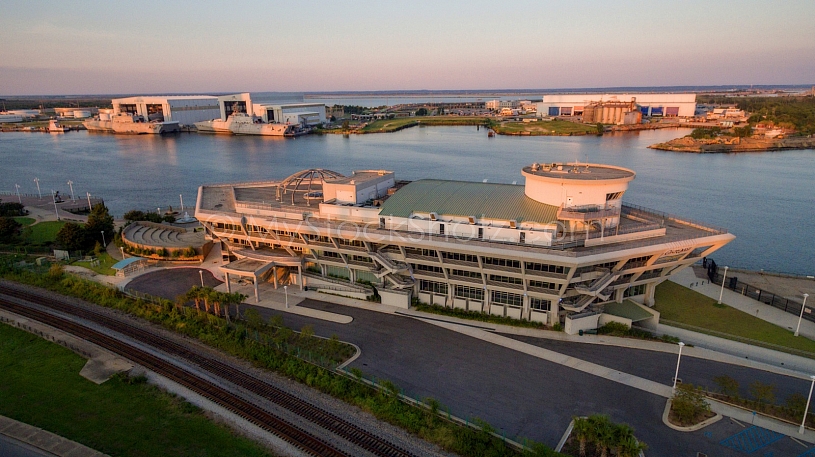 GulfQuest Maritime Museum - Dusk/Sunset Aerial