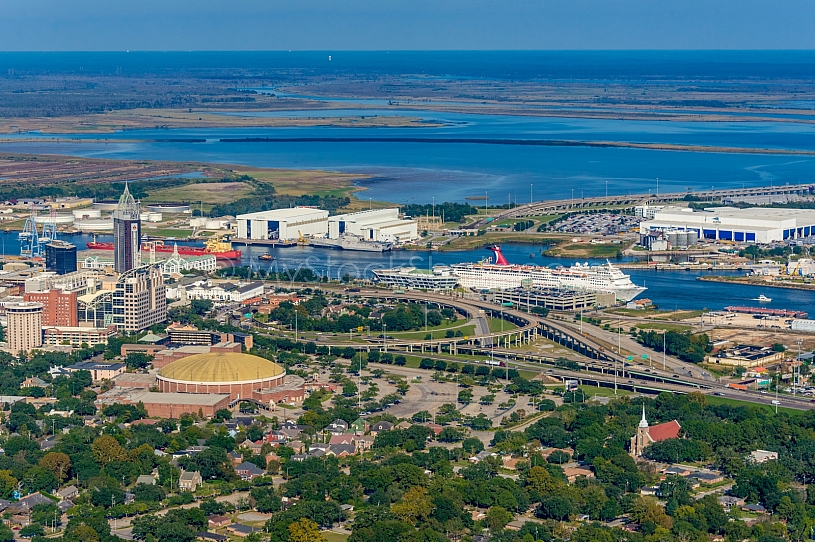 Skyline of Mobile, Alabama - Mobile Alabama by air