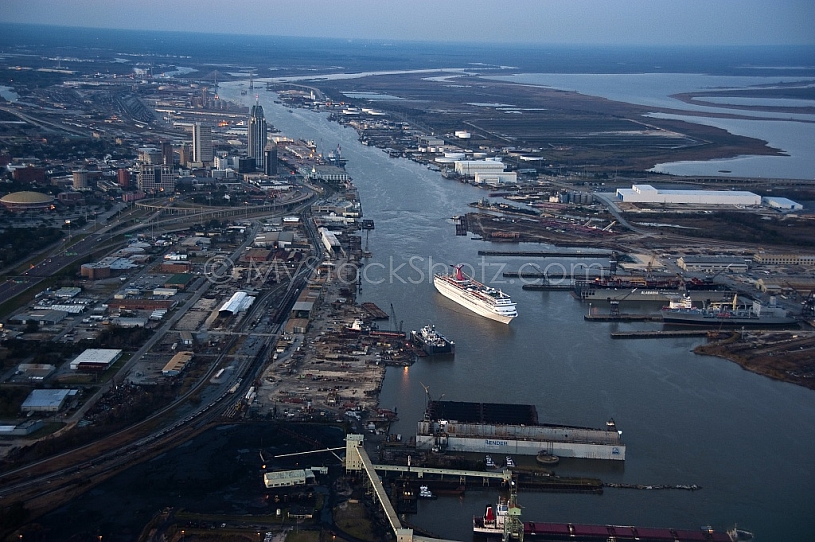 Cruise Ship Aerial at dusk