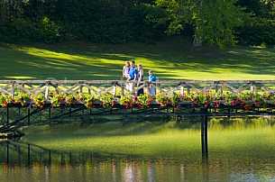Bellingrath Gardens family on bridge