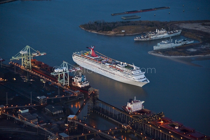 Cruise Ship Aerial at dusk