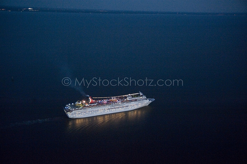 Cruise Ship Aerial at dusk