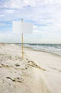 blank sign on beach