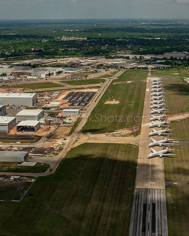 Airbus Final Assembly Line and American Airlines Boeing 777's in temporary storage